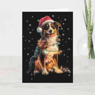 Christmas Dog Australian Shepherd Santa Xmas Women Card