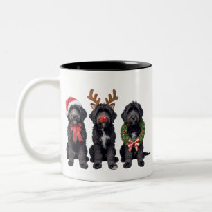 Christmas Dog Black Goldendoodle Doodle Mom Winter Two-Tone Coffee Mug