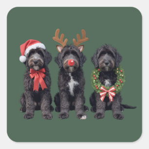 Christmas Dog Black Goldendoodle Doodle Mum Winter Square Sticker