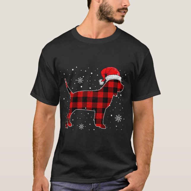 Christmas Dog Buffalo Plaid, Christmas Beagle T-Shirt (Front)