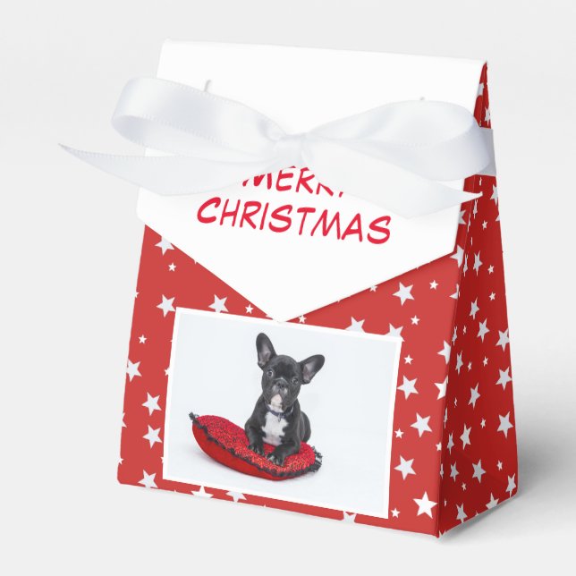 Christmas Dog Bulldog Puppy Photo Personalizable Favour Box (Front Side)