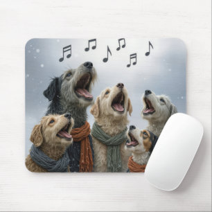 Christmas Dog Carolers In Snowflakes Mouse Pad