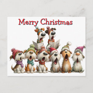 Christmas Dog Carolers Postcard