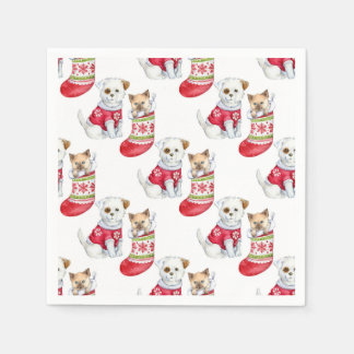Christmas Dog & Cat Napkin