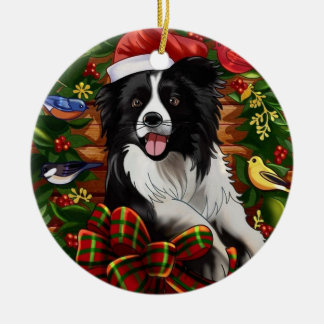 Christmas Dog Ceramic Tree Decoration