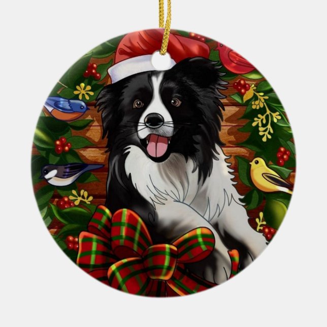 Christmas Dog Ceramic Tree Decoration (Front)