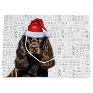 Christmas Dog Chocolate Cocker Spaniel Holiday Large Gift Bag