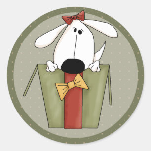 Christmas Dog Classic Round Sticker