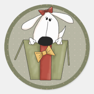 Christmas Dog Classic Round Sticker