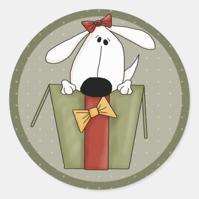 Christmas Dog Classic Round Sticker (Front)