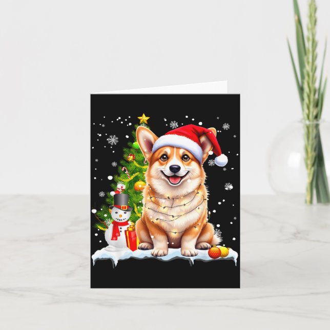 Christmas Dog Corgi Santa Xmas Wiener Women Men Ki Card (Front)