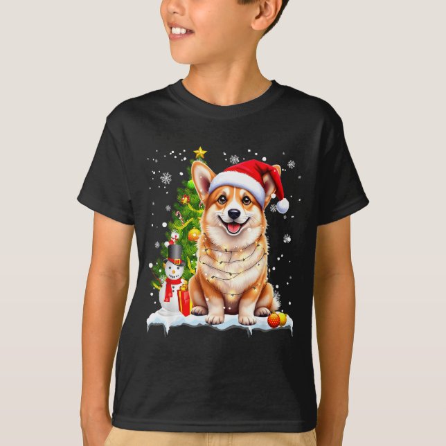 Christmas Dog Corgi Santa Xmas Wiener Women Men Ki T-Shirt (Front)
