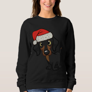 Christmas Dog Cute Dachshund Wearing Santa Hat Sweatshirt