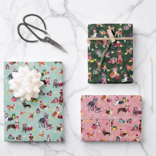 CHRISTMAS DOG CUTENESS WRAPPING PAPER SHEET