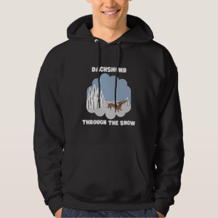 Christmas Dog Dachshund Dashing Through The Snow C Hoodie