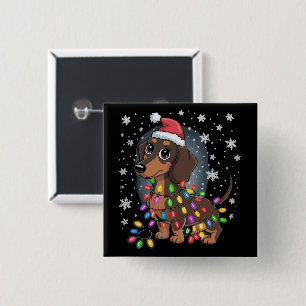 Christmas Dog Dachshund Santa Xmas Wiener 15 Cm Square Badge