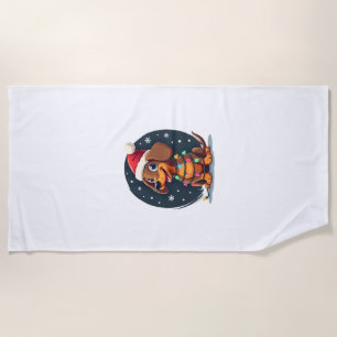 Christmas Dog Dachshund Santa Xmas Wiener 2 Beach Towel