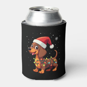 Christmas Dog Dachshund Santa Xmas Wiener 3 Can Cooler