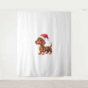Christmas Dog Dachshund Santa Xmas Wiener 3 Tapestry