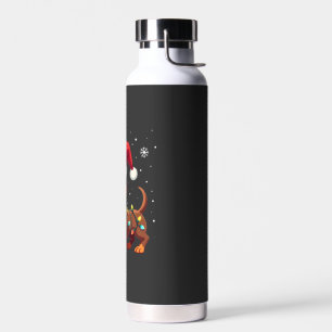 Christmas Dog Dachshund Santa Xmas Wiener 3 Water Bottle