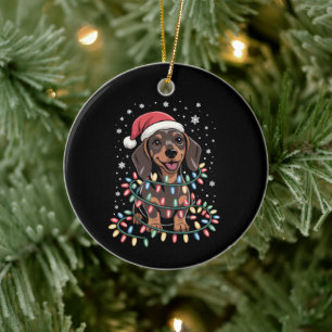 Christmas Dog Dachshund Santa Xmas Wiener Ceramic Tree Decoration