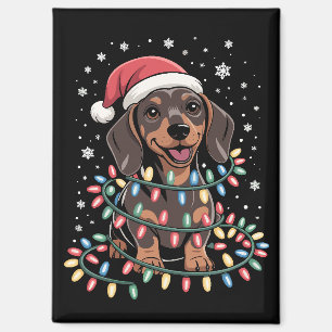 Christmas Dog Dachshund Santa Xmas Wiener Magnet