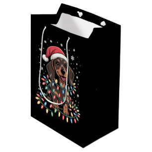 Christmas Dog Dachshund Santa Xmas Wiener Medium Gift Bag