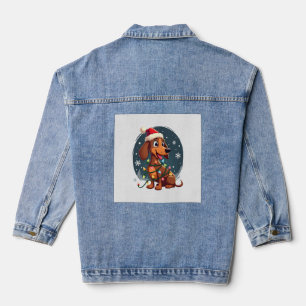 Christmas Dog Dachshund Santa Xmas Wiener Women Me Denim Jacket