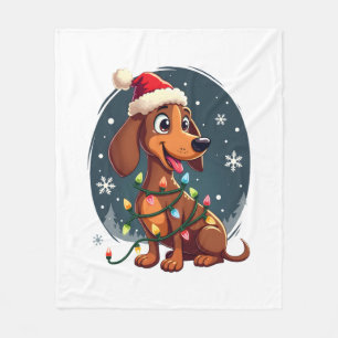 Christmas Dog Dachshund Santa Xmas Wiener Women Me Fleece Blanket