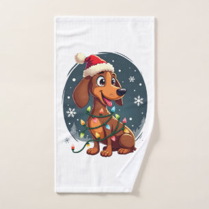 Christmas Dog Dachshund Santa Xmas Wiener Women Me Hand Towel