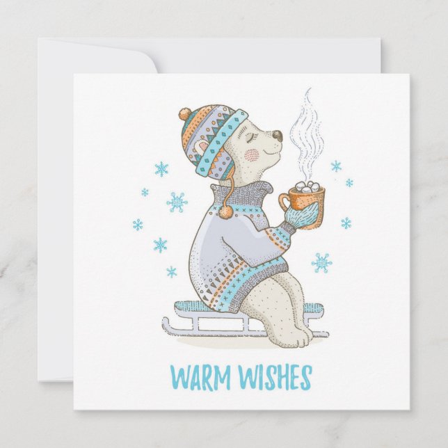 Christmas Dog Drinking Cocoa Card (Front)