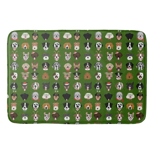 Christmas Dog Face Pattern Bath Mat (Front)
