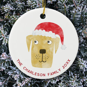 Christmas Dog Family Name Date Ceramic Tree Decoration