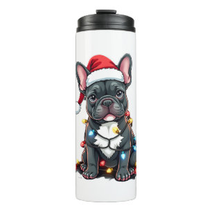 Christmas Dog French Bulldog Xmas Frenchie 3 Thermal Tumbler