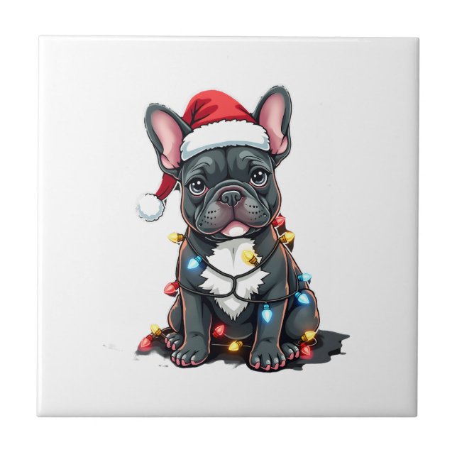 Christmas Dog French Bulldog Xmas Frenchie 3 Tile (Front)