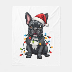 Christmas Dog French Bulldog Xmas Frenchie Fleece Blanket