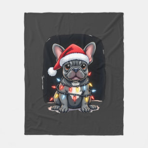 Christmas Dog French Bulldog Xmas Frenchie Men Wom Fleece Blanket