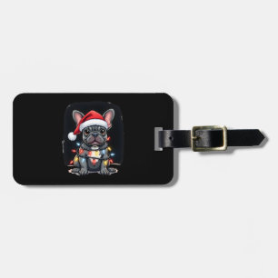 Christmas Dog French Bulldog Xmas Frenchie Men Wom Luggage Tag
