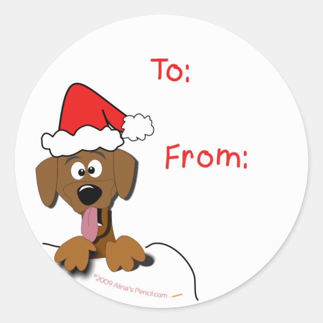 Christmas Dog Gift Tag Stickers (Front)