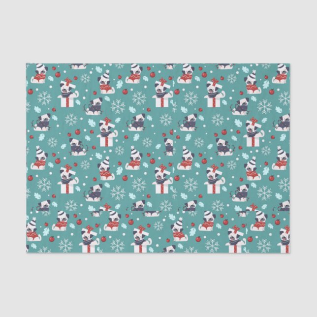 Christmas Dog Gifts and Snowflakes   Tissue Paper (Front)