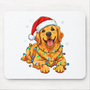 Christmas Dog Golden Retriever Lights Xmas Mouse Pad