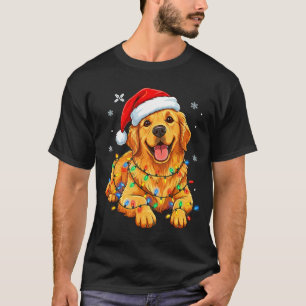 Christmas Dog Golden Retriever Lights Xmas  T-Shirt