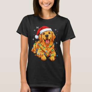 Christmas Dog Golden Retriever Lights Xmas  T-Shirt