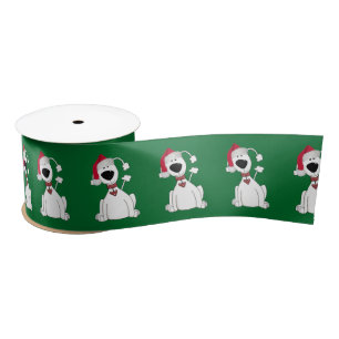 Christmas Dog Graphic With Hat  Satin Ribbon
