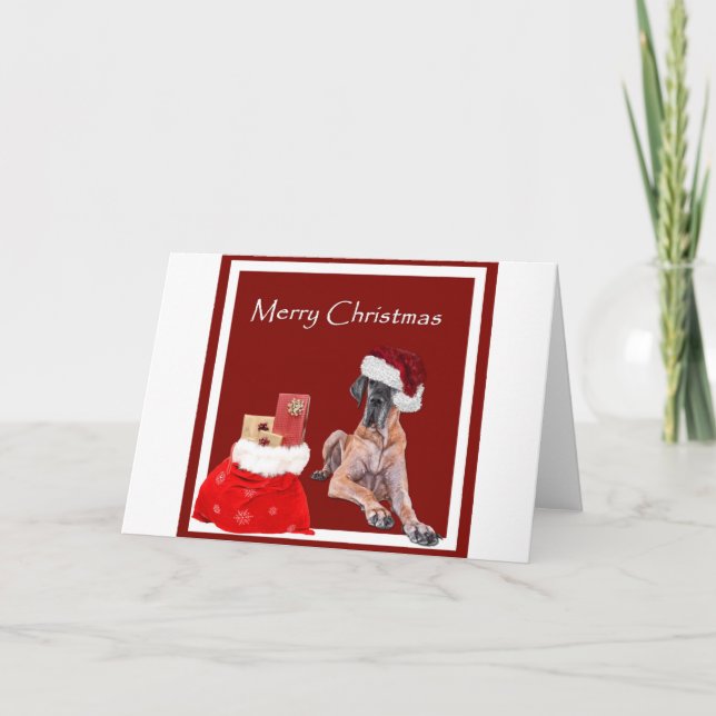 Christmas Dog Great Dane Holiday Card (Front)