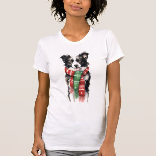 Christmas Dog, Holiday Border Collie  T-Shirt