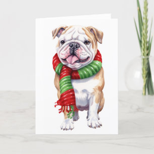 Christmas Dog, Holiday Bulldog, BLANK Card