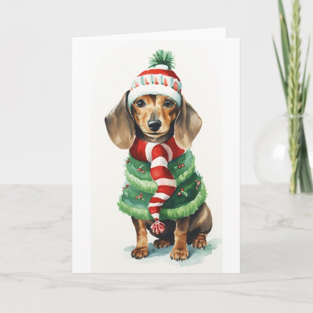 Christmas Dog, Holiday Daschund (doxy) BLANK  (Front)