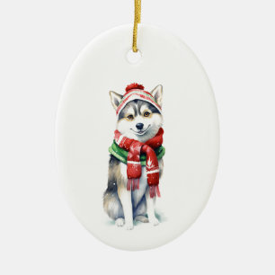 Christmas Dog, Holiday Dog, Ceramic Tree Decoration