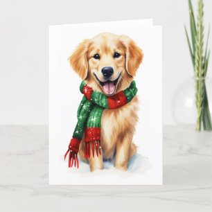 Christmas Dog, Holiday Golden Retriever, BLANK  Card